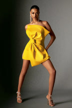 Rosalía Asymmetric Yellow Mini Dress
