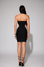 Tatiana Embellished Mesh-Panel Mini Dress