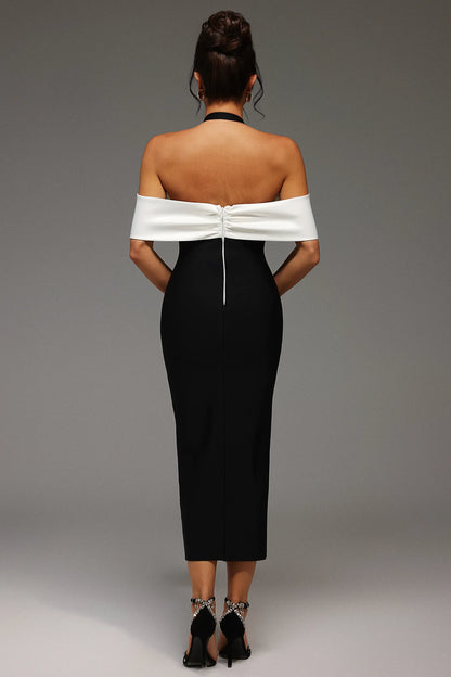 LLstyle Halter Sleeveless Slit Bandage Maxi Dress