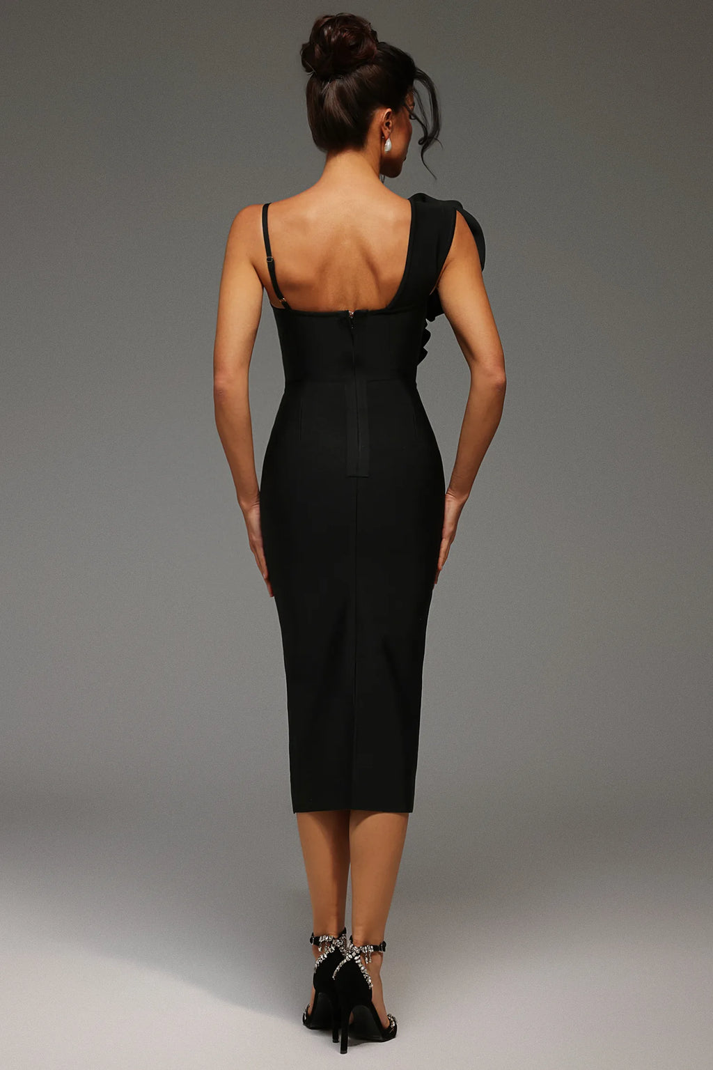 LLstyle One-Shoulder Floral Sculpt Midi Dress