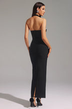 Naomiya Silver Blossom Halter Gown