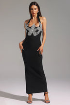 Naomiya Silver Blossom Halter Gown