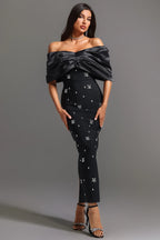 Irène Black Off-Shoulder Dress