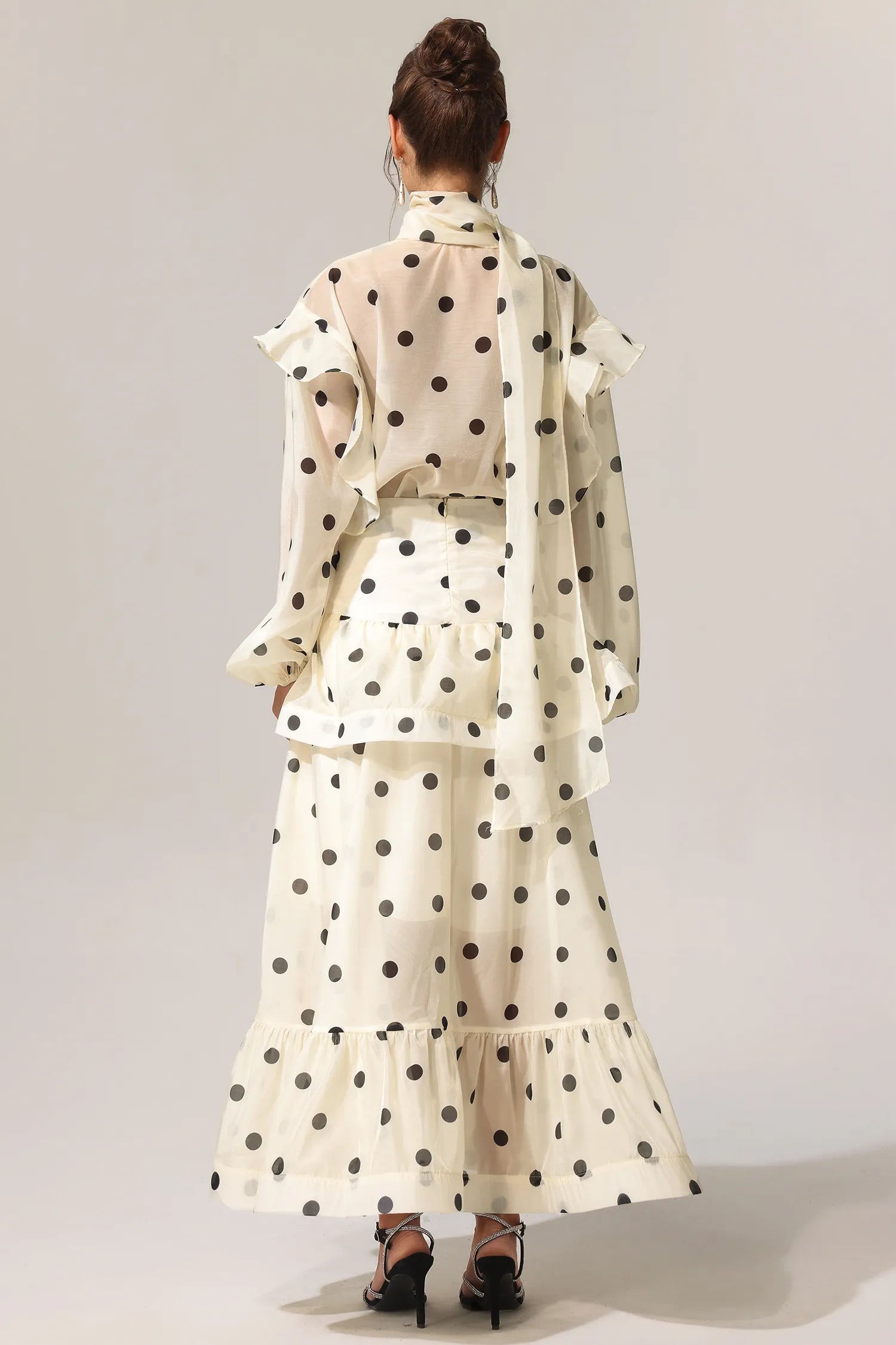 LLstyle Polka Dot Ruffled Maxi Set