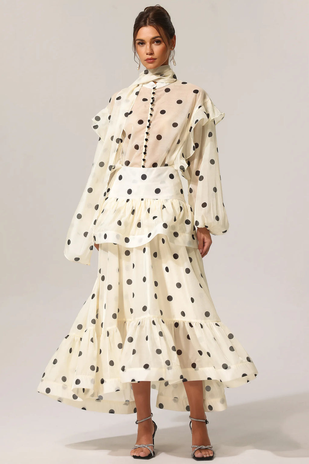 Britney Polka Dot Ruffled Maxi Set