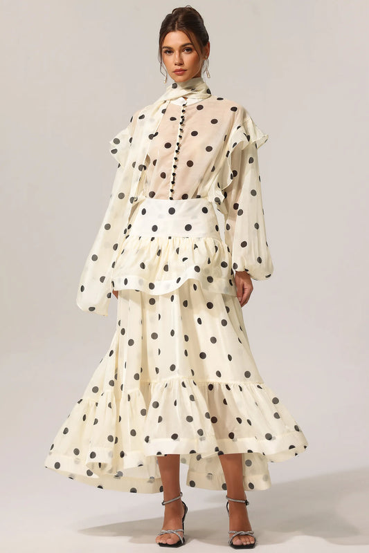 LLstyle Polka Dot Ruffled Maxi Set