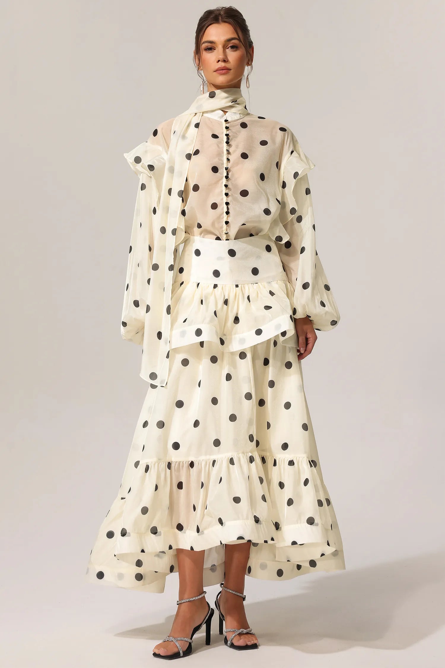 LLstyle Polka Dot Ruffled Maxi Set