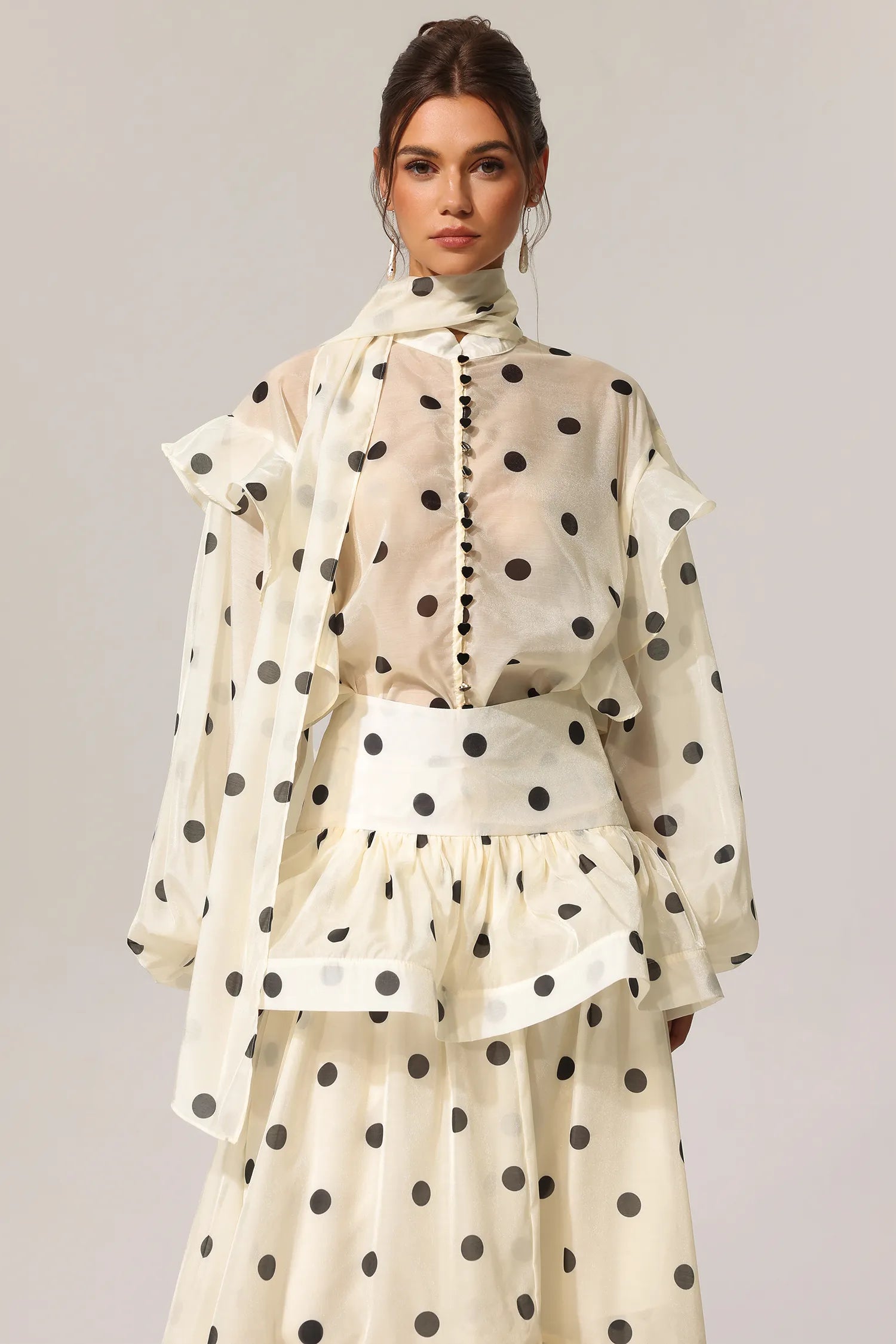 LLstyle Polka Dot Ruffled Maxi Set