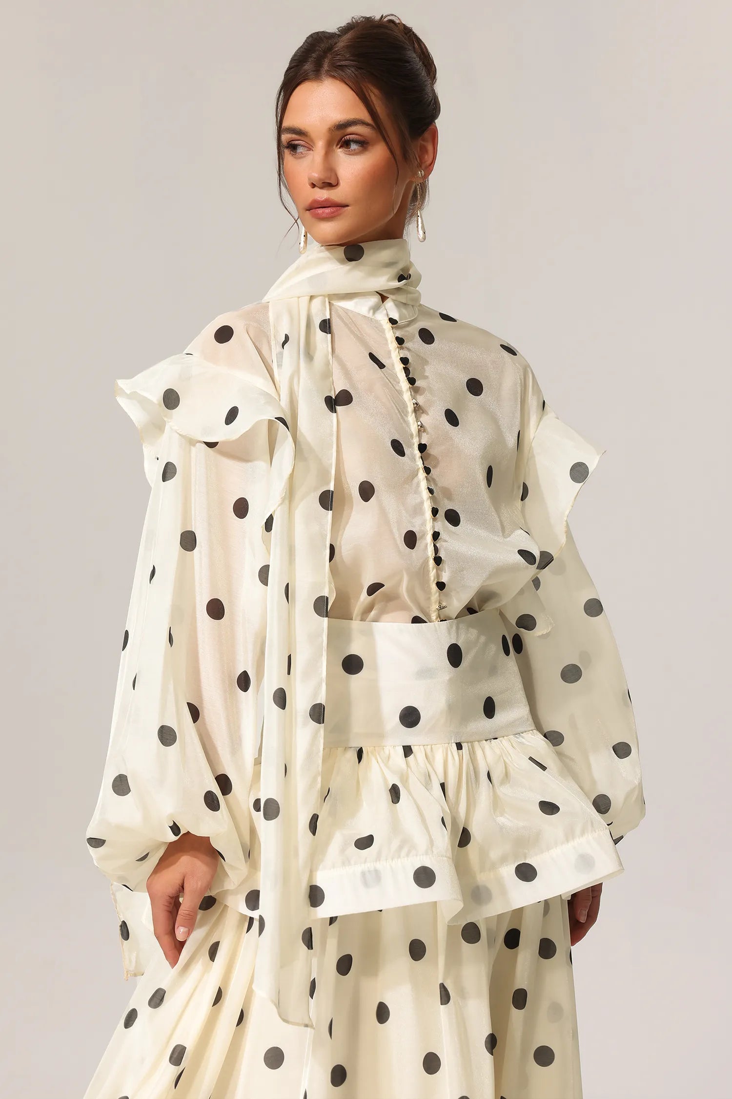 LLstyle Polka Dot Ruffled Maxi Set