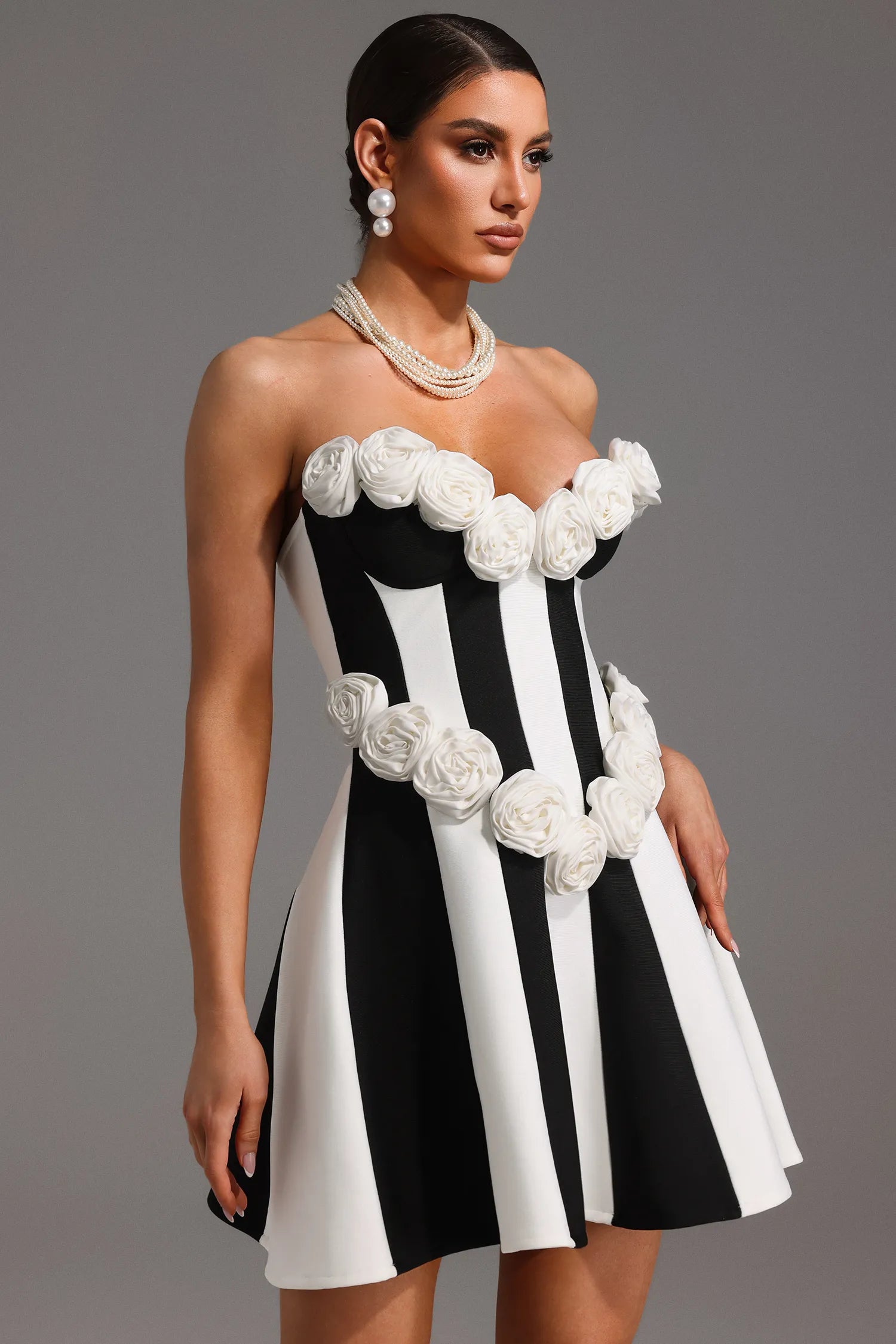 LLstyle Sleeveless Flowers Lacing Bandage Mini Dress