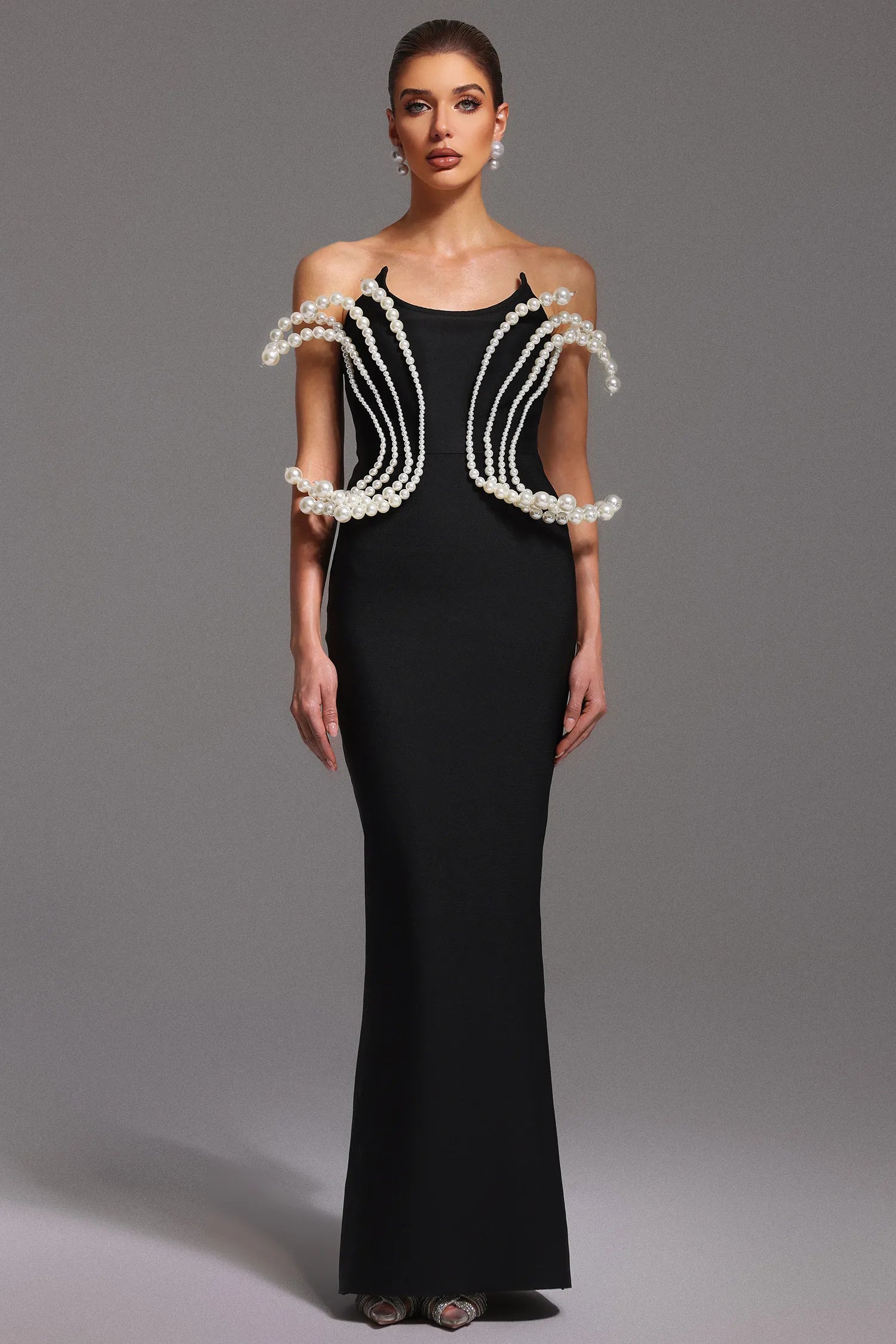 LLstyle Women’s White Pearl Jewelry Tube Bandage Dress