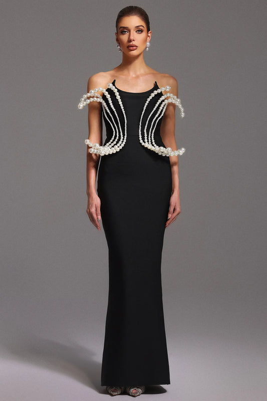 LLstyle Women’s White Pearl Jewelry Tube Bandage Dress