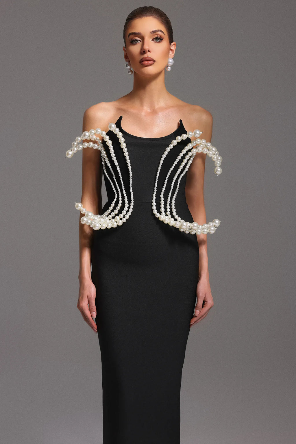Juliette White Pearl Jewelry Tube Bandage Dress
