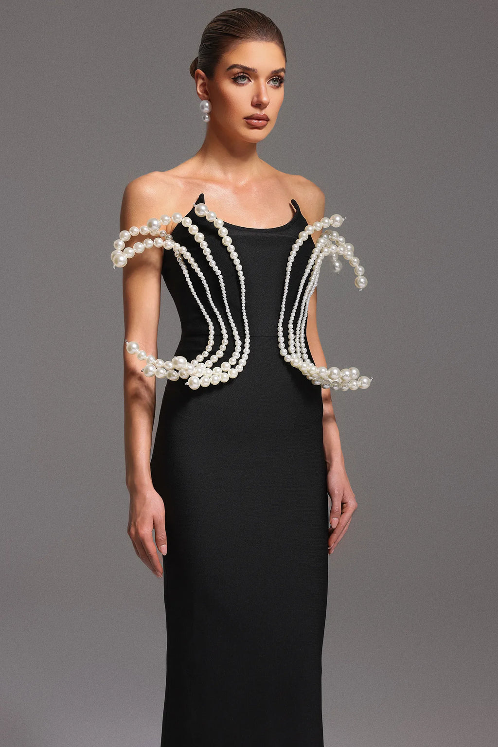 Juliette White Pearl Jewelry Tube Bandage Dress