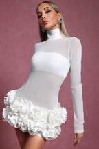 Aaliyah with floral- Hem Sheer Mini Dress