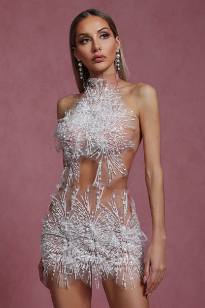 LLStyle Crystal Bloom Illusion Mini Dress