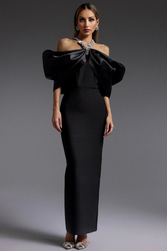 LLstyle Elegant Black Off-Shoulder Maxi Dress