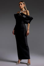 Halle Elegant Black Off-Shoulder Maxi Dress