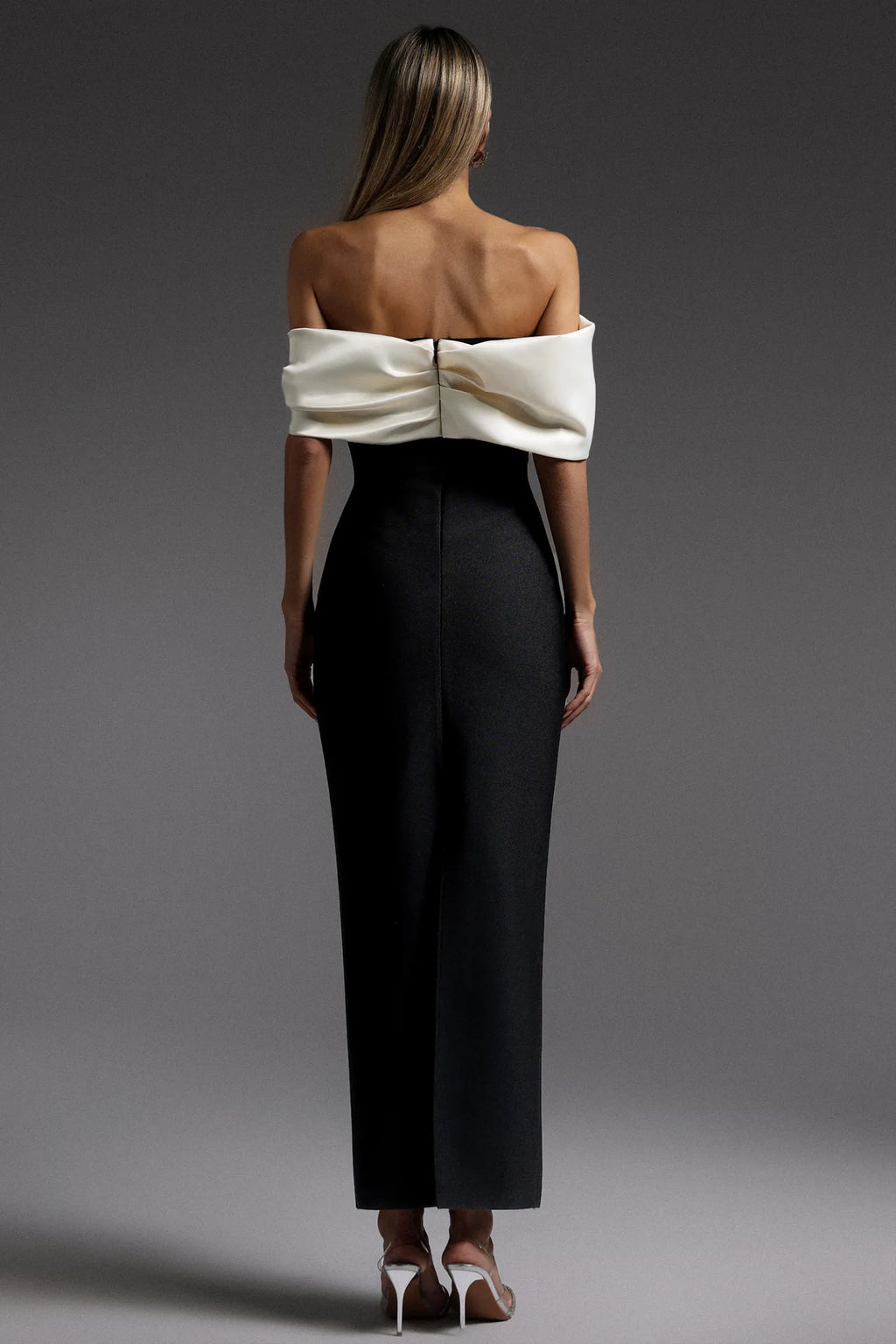 Carmenia Off-Shoulder Contrast Maxi Dress