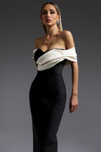 Carmenia Off-Shoulder Contrast Maxi Dress