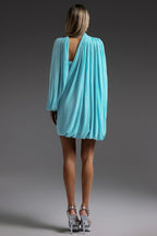Rosabelle Aqua Draped Mini Dress