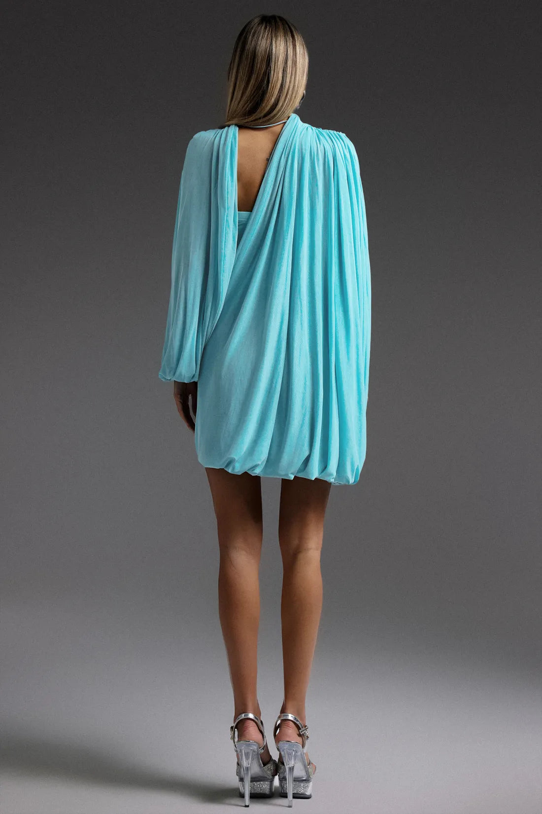 LLstyle Aqua Draped Mini Dress