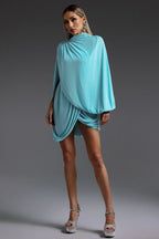 Rosabelle Aqua Draped Mini Dress