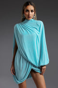 Rosabelle Aqua Draped Mini Dress