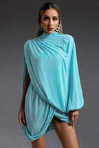 Rosabelle Aqua Draped Mini Dress