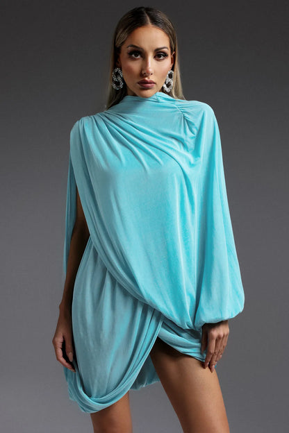 LLstyle Aqua Draped Mini Dress
