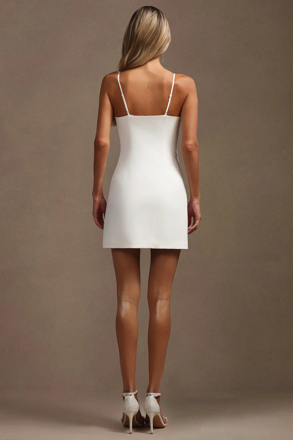 Adeline Pearl-Trim White Mini Dress