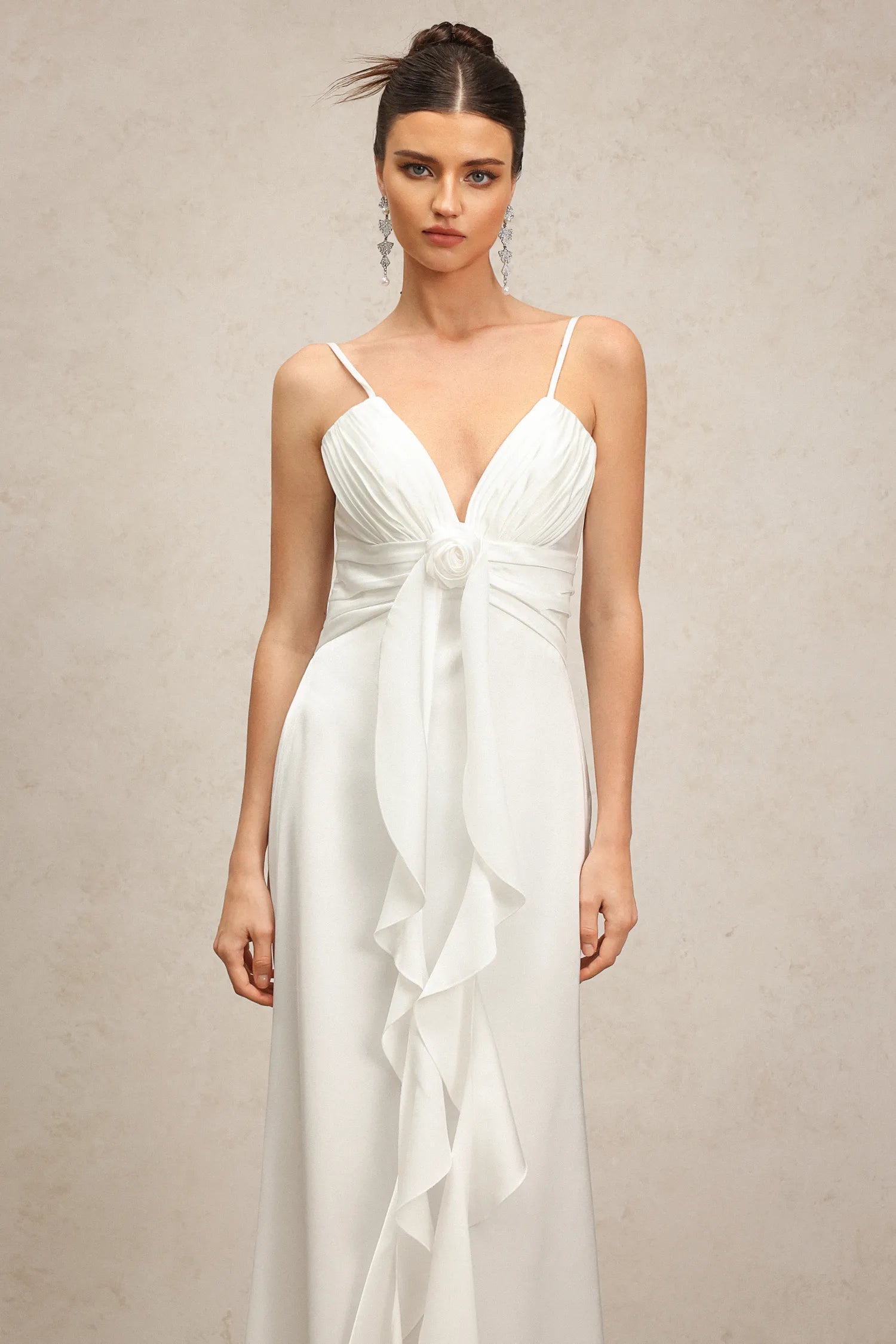LLstyle White Ruffle Front Maxi Dress