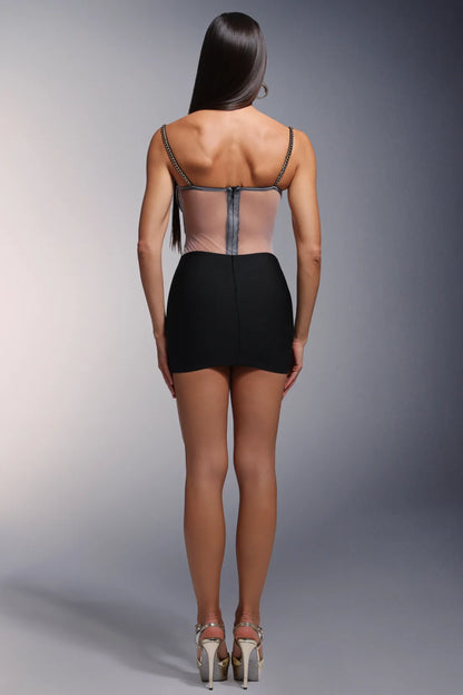 LLstyle Chic Black Mesh Corset Mini Dress