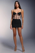 Sofia Chic Black Mesh Corset Mini Dress