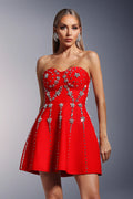 Mariah Red Crystal Mini Dress