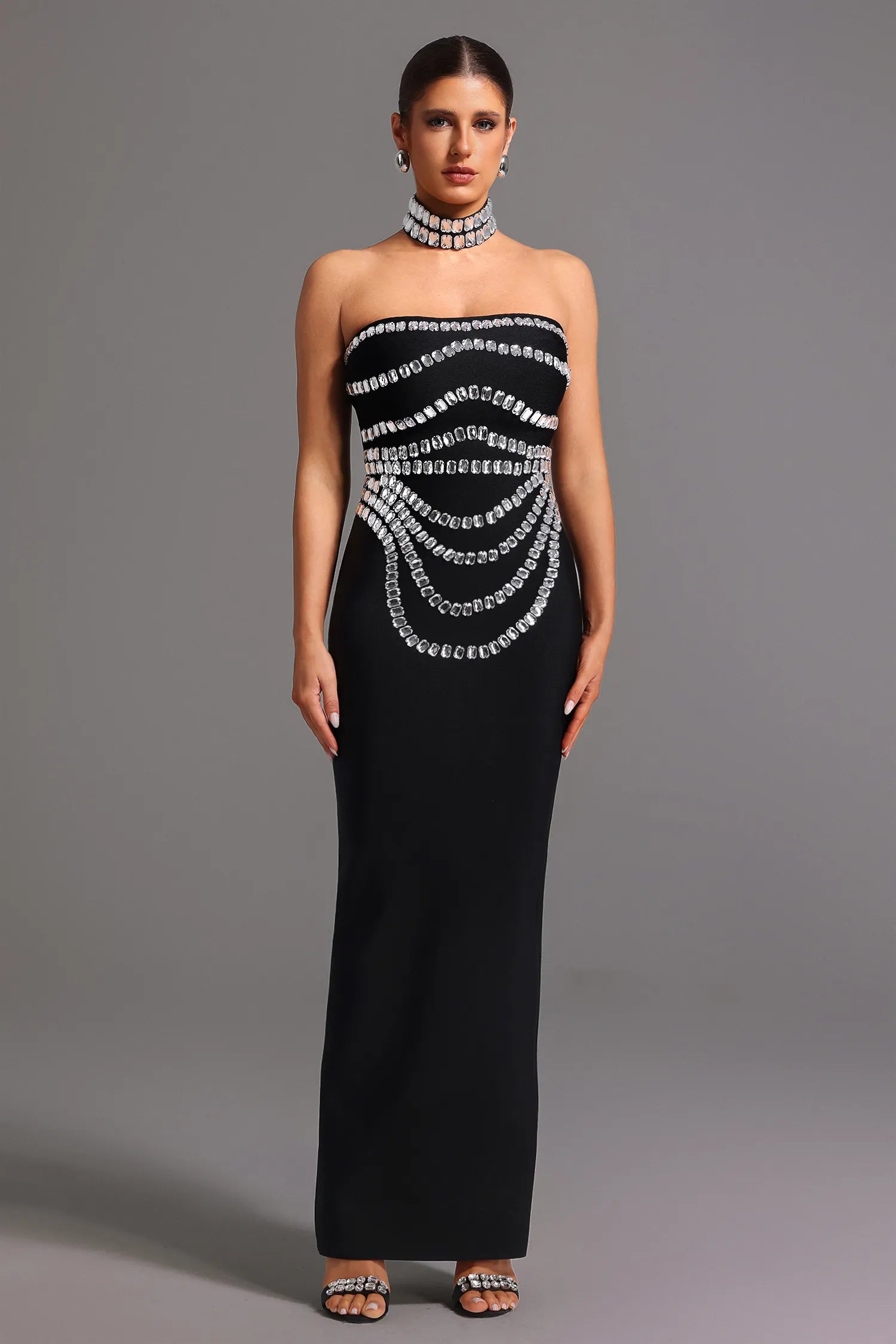 LLstyle Sleeveless Diamond Bandage Maxi Dress –