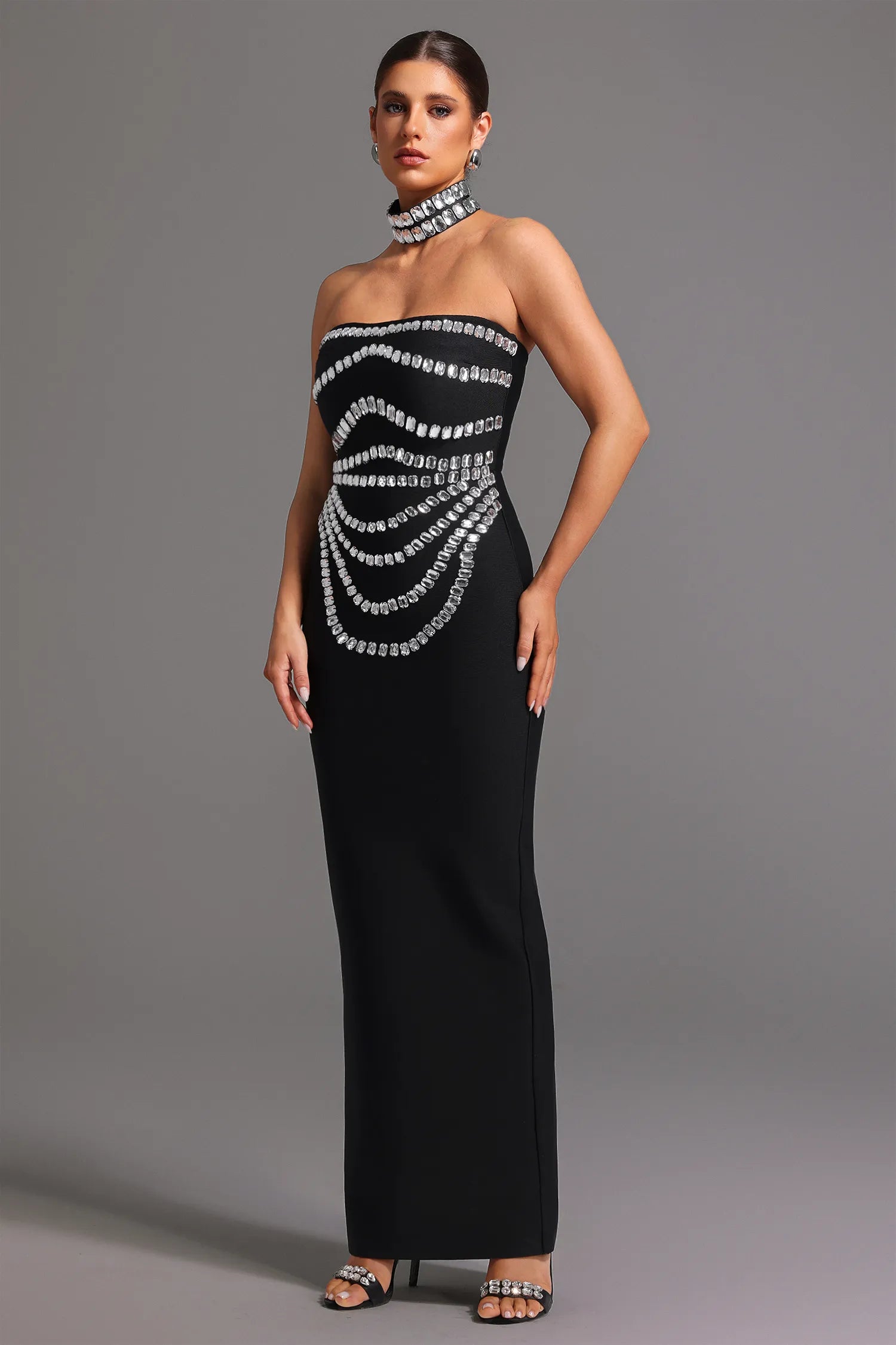 LLstyle Sleeveless Diamond Bandage Maxi Dress –