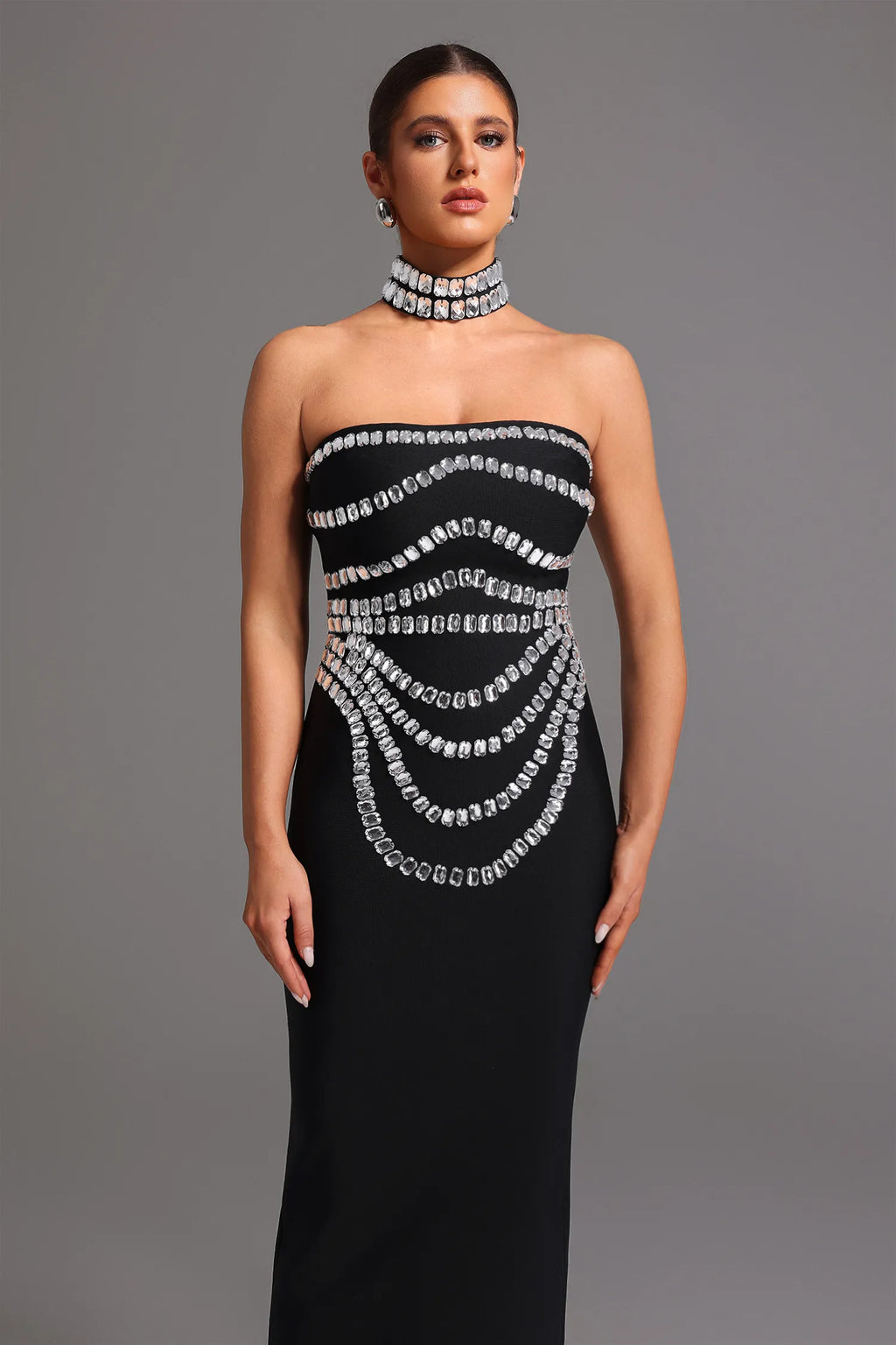 Ophelia Sleeveless Diamond Maxi Dress