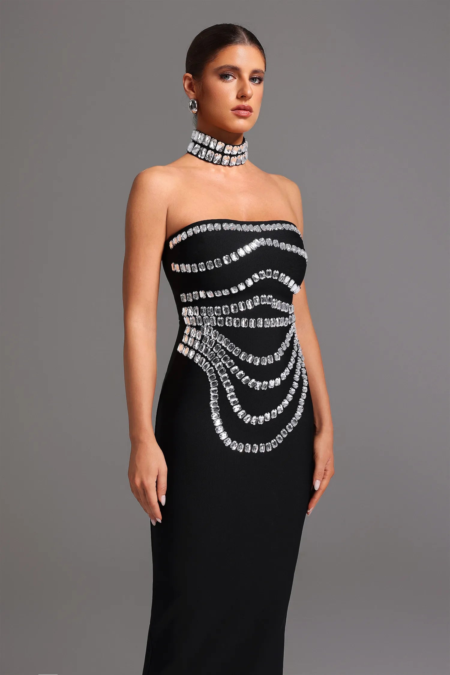 LLstyle Sleeveless Diamond Bandage Maxi Dress –