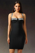 LLstyle Black Contrast Strap Bodycon Dress