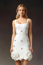 Dream Floral Embellished Sculpt Mini Dress