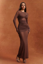 Electra Ruched Sheer Panel Maxi Dress