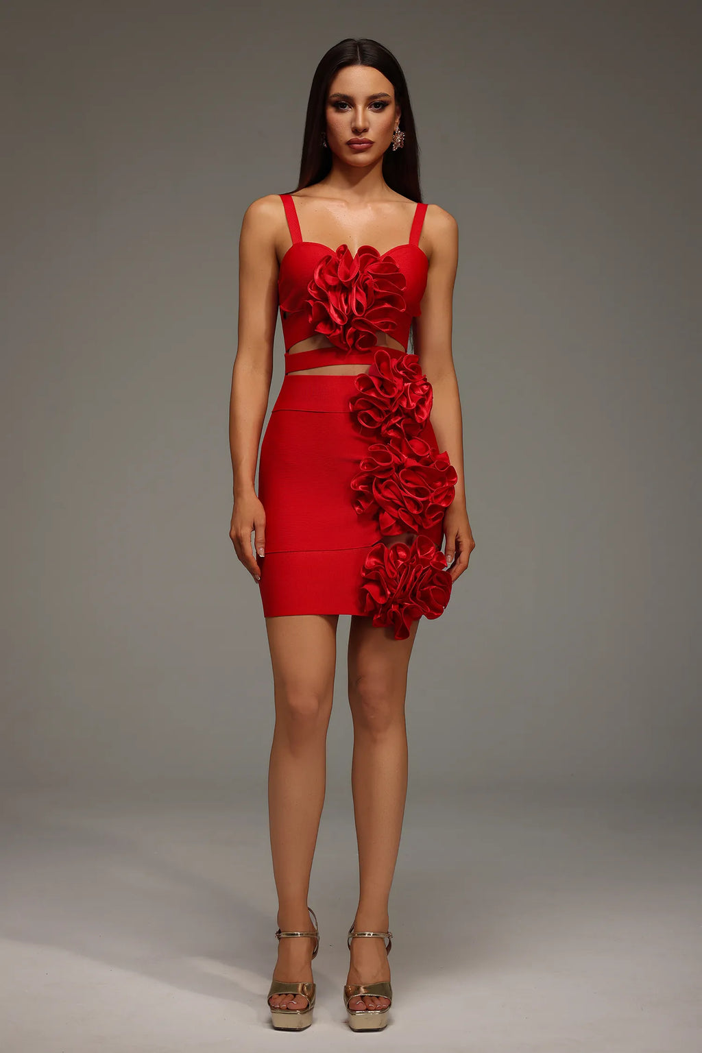 LLstyle Show-Stopping Red Two-Piece Couture Set