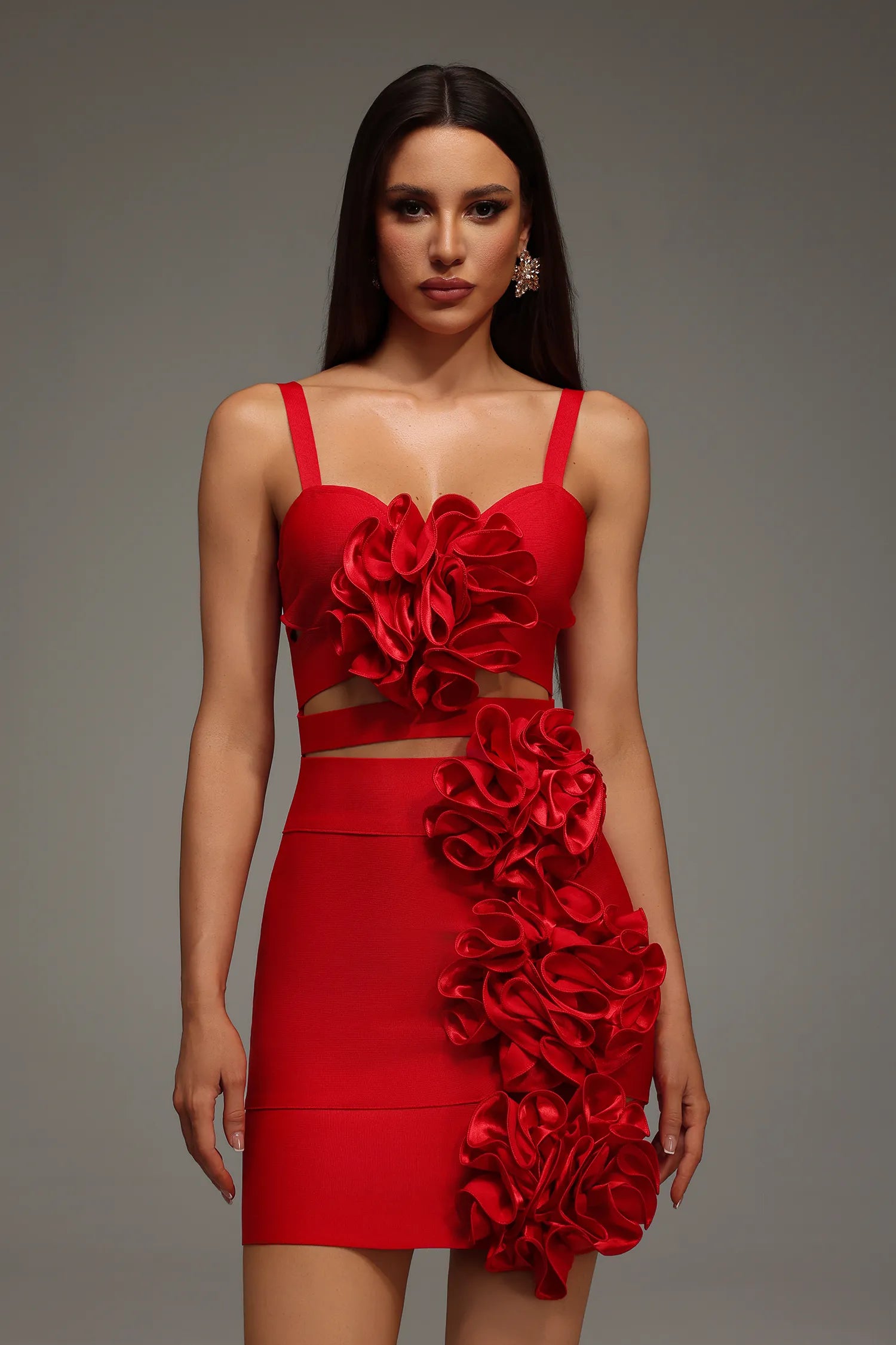 LLstyle Show-Stopping Red Two-Piece Couture Set