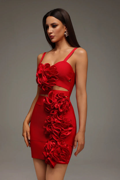 LLstyle Show-Stopping Red Two-Piece Couture Set