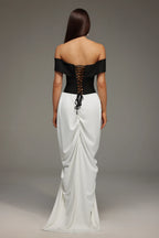 Loiviia Off-Shoulder Black White Dress