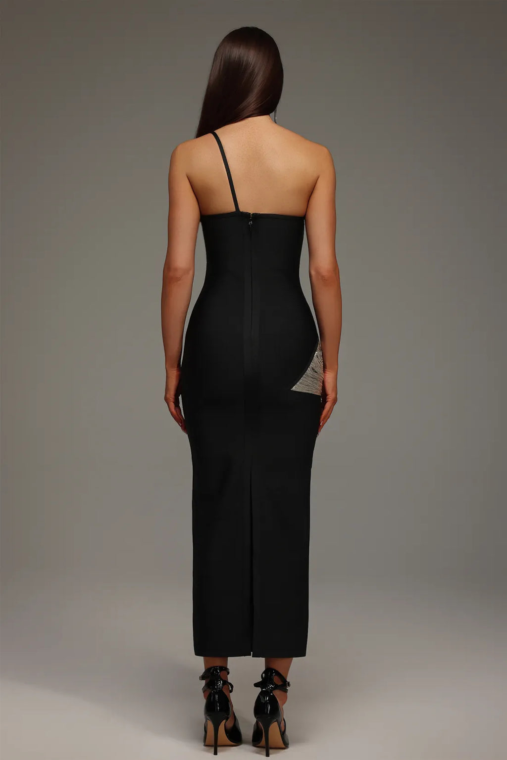    Élina Metallic Panel Fringe Gown