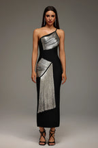 Élina Metallic Panel Fringe Gown