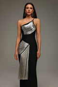    Élina Metallic Panel Fringe Gown