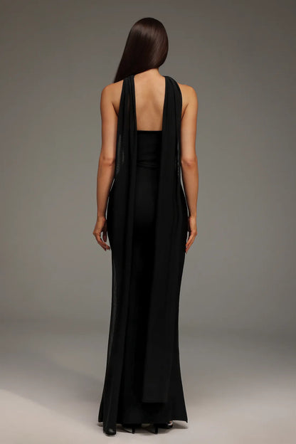 LLstyle Embellished Noir Column Gown